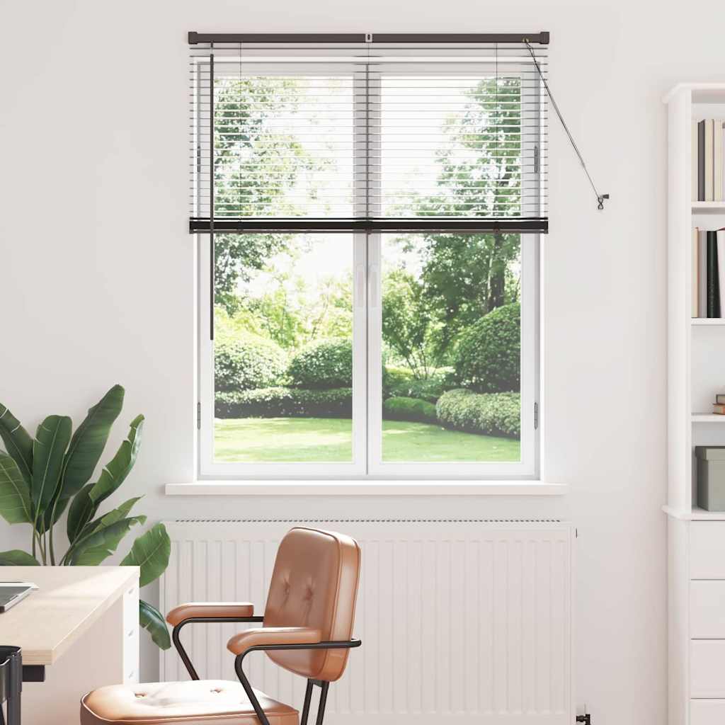 Window Blind with Curtains Manual Black Aluminium